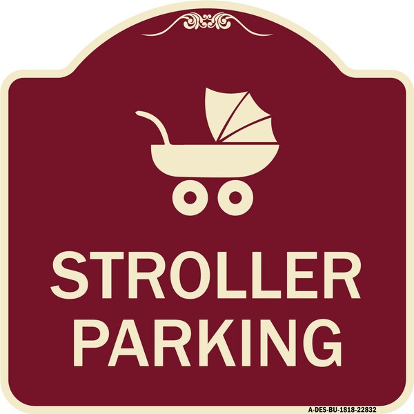 Stroller Parking With Graphic Heavy-Gauge Aluminum Architectural Sign, 18" x 18", BU-1818-22832